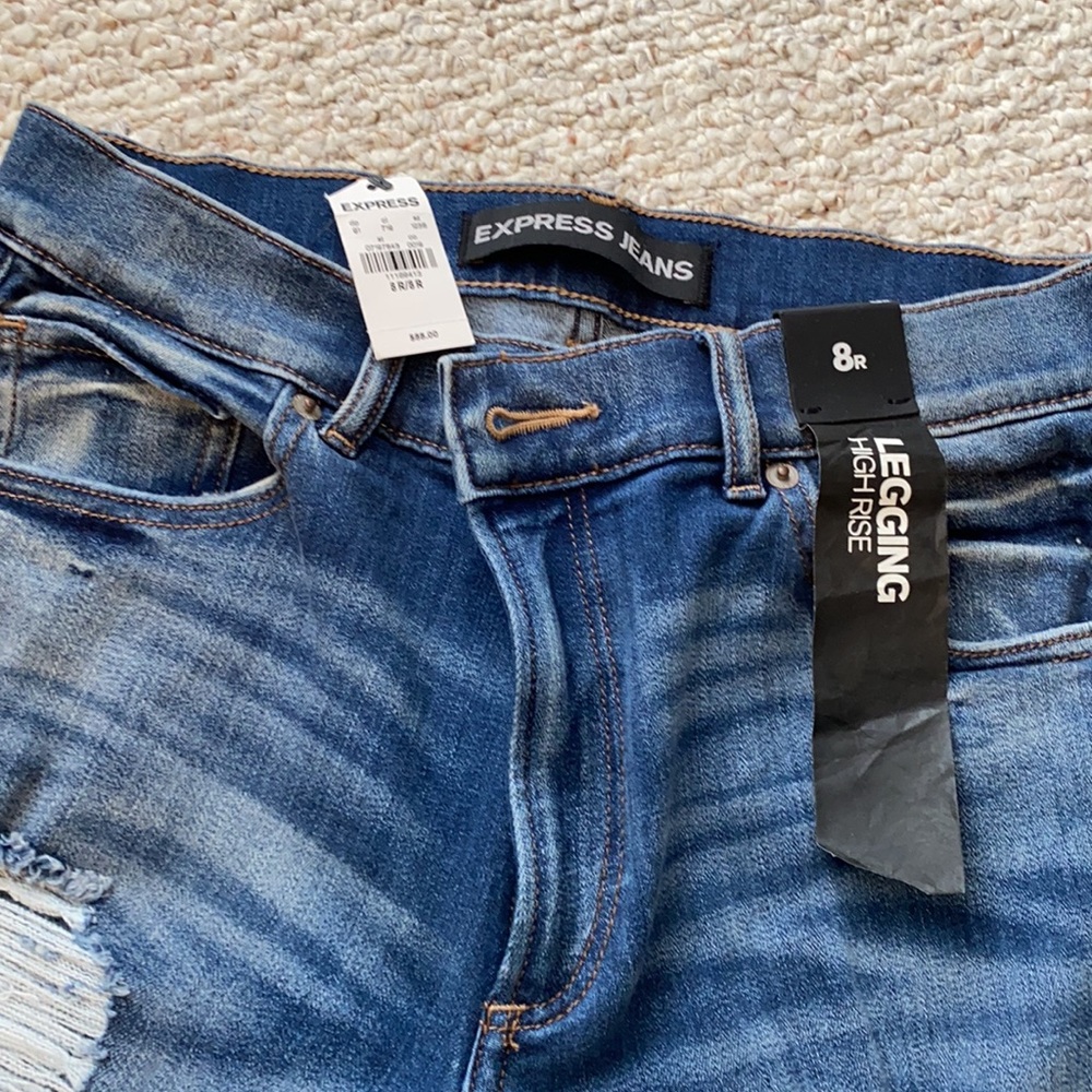 Express High Rise Ripped Jeans - Picture 2 of 2